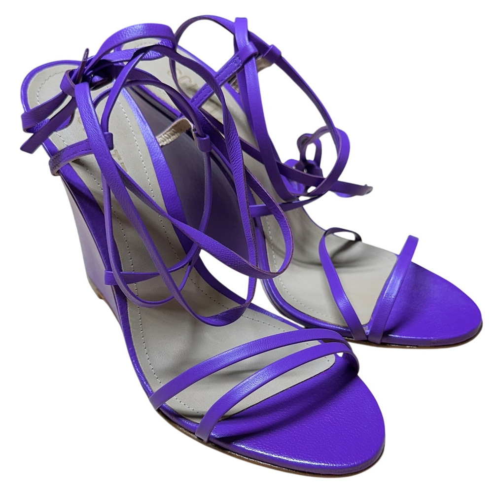 Schutz Strappy Leather Heeled Sandals Deonne Casual Violet Size 7.5 New in Box